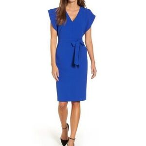 eliza j ruffle sleeve sheath dress